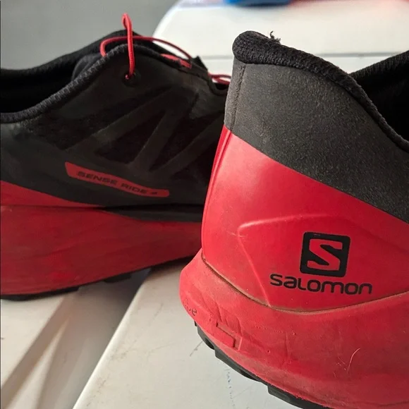 Salomon Men's Black and Red sense ride 4 Trail Shoes - Picture 6 of 7